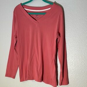 Women’s large coral ribbed long sleeve tshirt